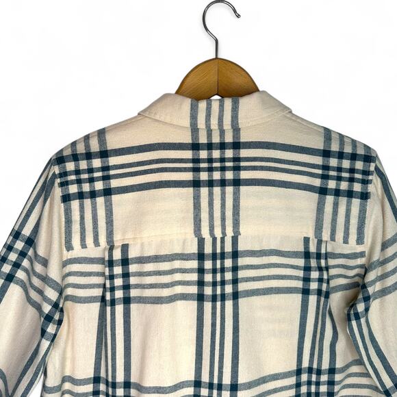 Madewell Oversized Ex-Boyfriend Swing Shirt Windowpane XS Midnight Green Cream - Picture 5 of 9